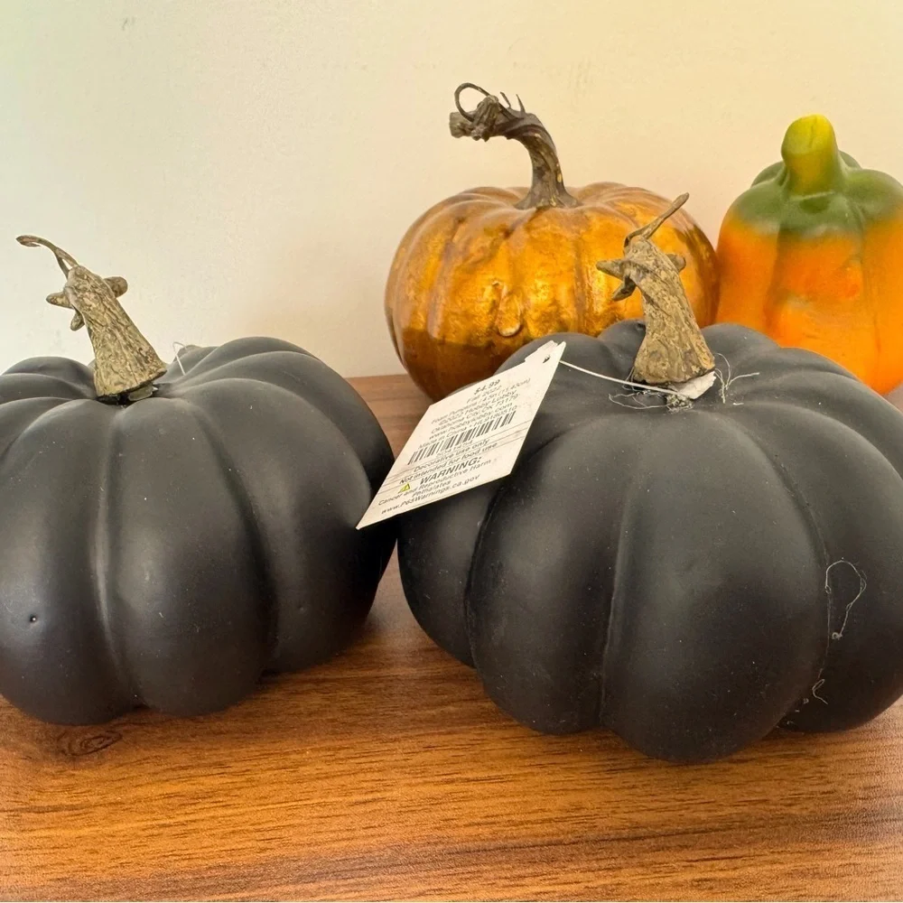 Hobby Lobby Black& Gold Pumpkins and Nanu Orange Pumpkin Decor Set